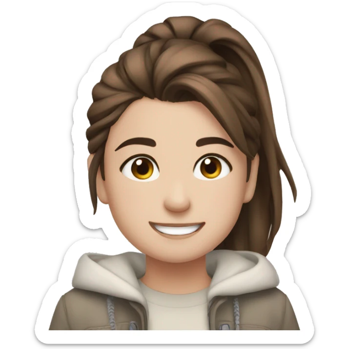 happy girl with ponytail sticker