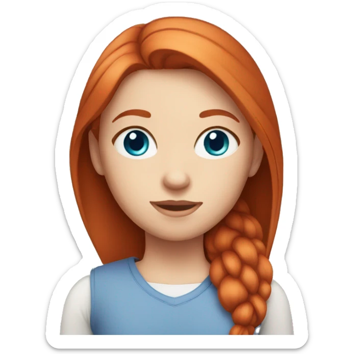 girl with straight red hair and blue eyes, fair skin sticker