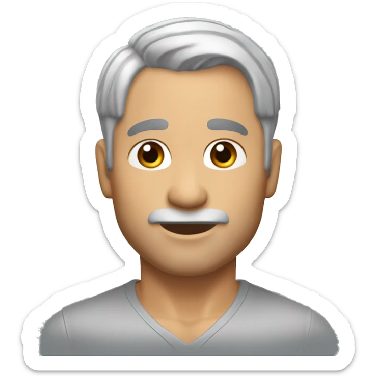 memoji of andrew huberman muscular silver hair, v neck sticker