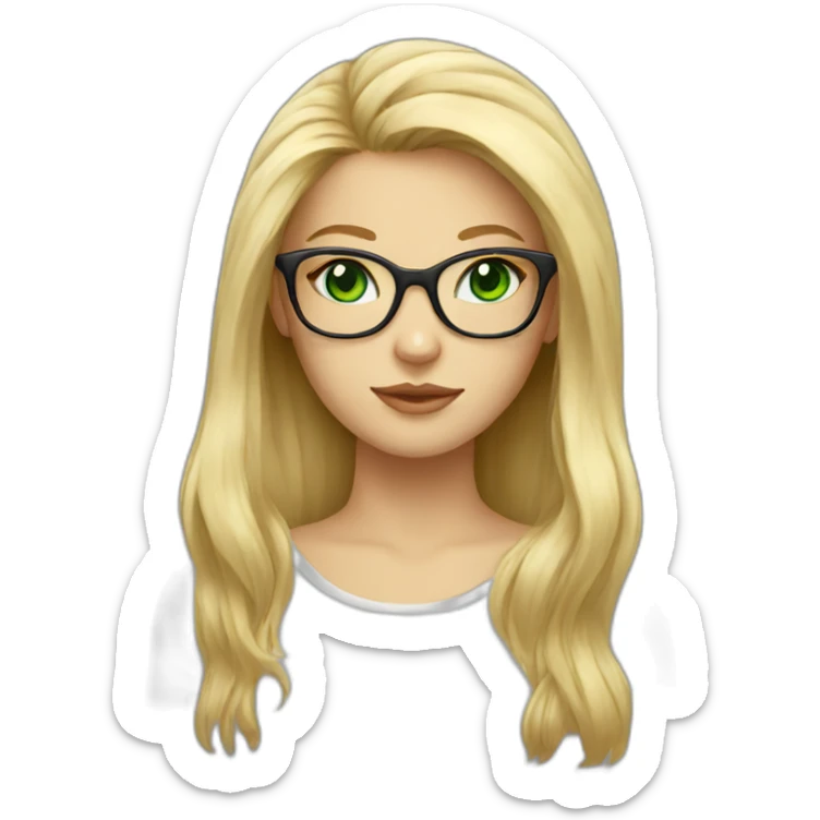 Long blonde hair female cat with glasses and green eyes sticker