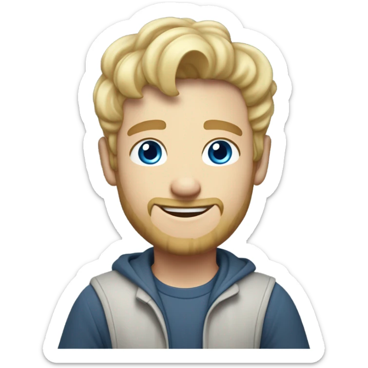 full body raised arms light curl blonde 30yo man blue eyed pale skin sticker