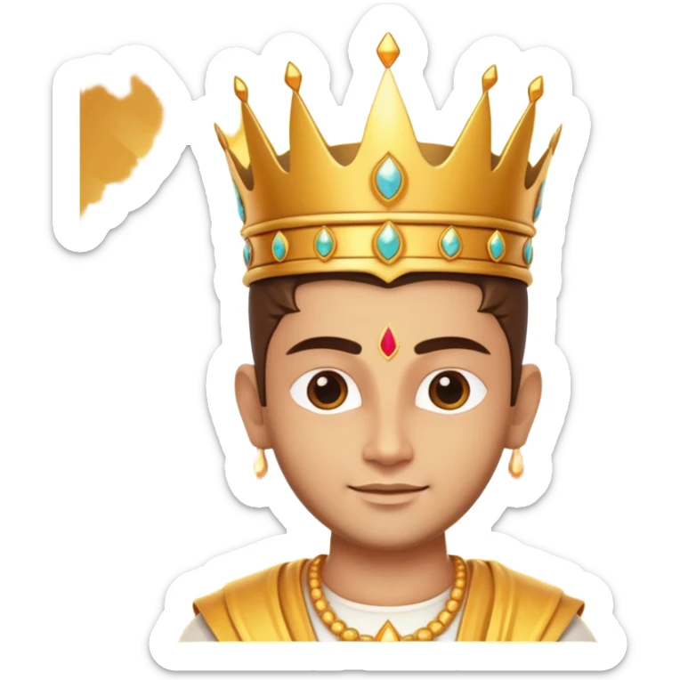 Hindu god Surya portrait, head and shoulders only, radiant golden crown, sun aura behind head, confident expression, 3D cartoon, mobile game icon style, clean background, no text, no watermark
 sticker