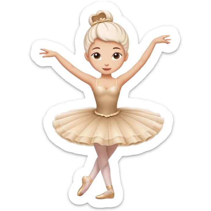 A whimsical cappuccino coffee with milk foam shaped like a ballerina in a tutu dancing on top sticker