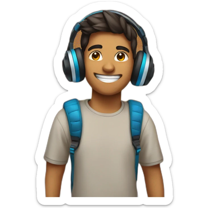 happy Indian teen gamer with gaming headphones sticker