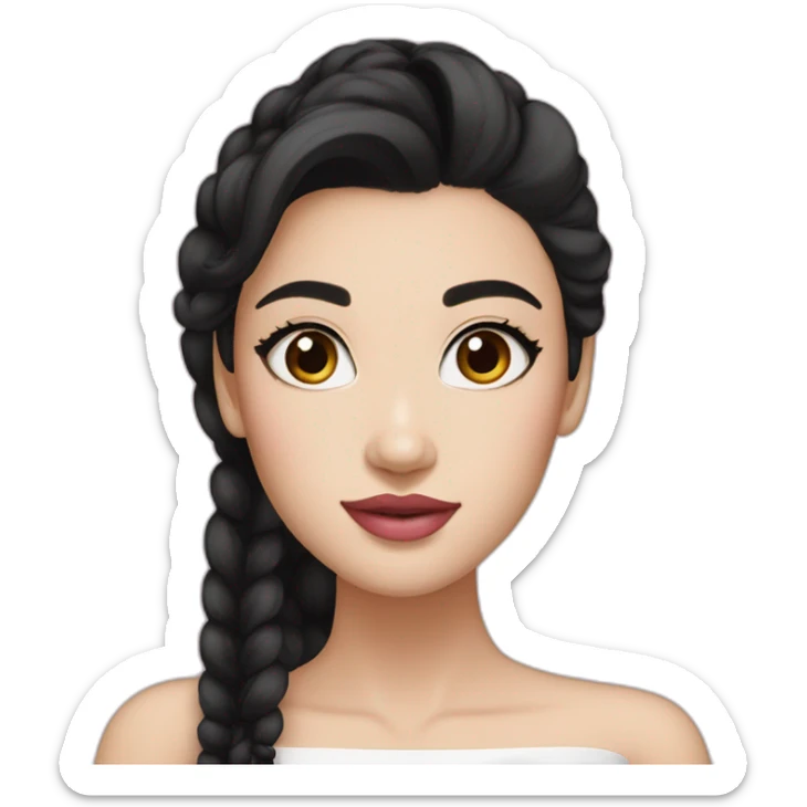 Beautiful woman,Black hair,long hair,White skin,oval face,big eyes,Blackeyes,Pink lips,Chinese sticker