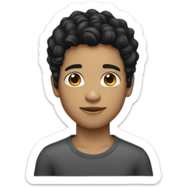 boy black hair light skin sticker