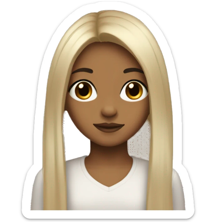 an aesthetic 10-year-old girl, with long black hair with curtain bangs, light brown skin color dark brown eyes. sticker