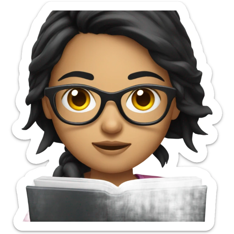 gamer, black hair girl with glasses sticker