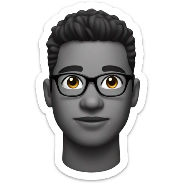 man with black taper fade hair, no FACIAL HAIR and glasses sticker