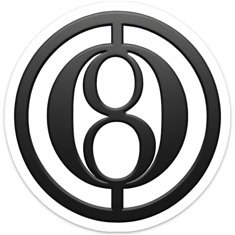 Emoji, avant-garde gothic emblem made of matte black metal, number 8 integrated into the word “FORTUNA”, luxury fashion symbol aesthetic, clean sculptural form, no glow, no neon, flat emoji style, centered, transparent backgroun sticker