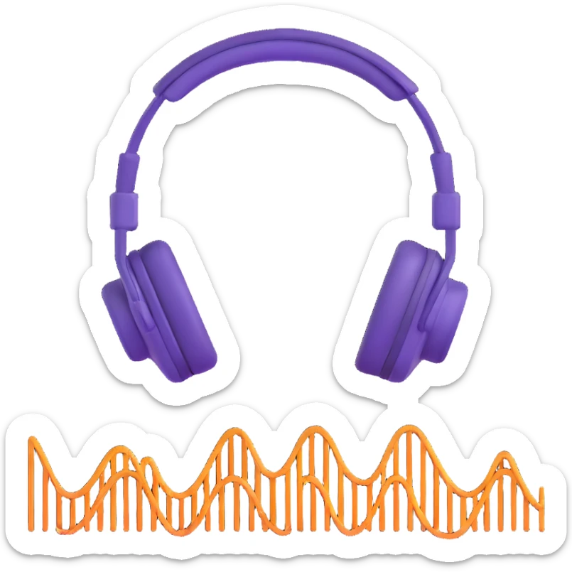 a living being made of sound waves listening to music with headphones sticker
