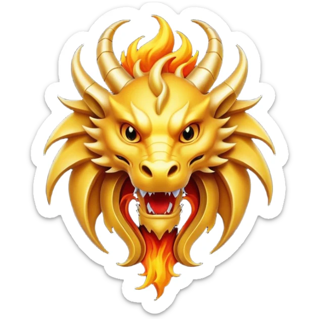 Simple minimalist Golden fiery crest symbol thats in a shape of a dragon sticker