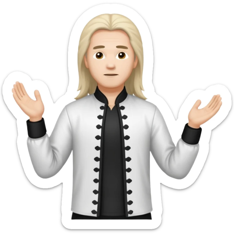 homme au cheveux long qui pratique le qi gong, habits noirs ou blancs, en position debout sticker