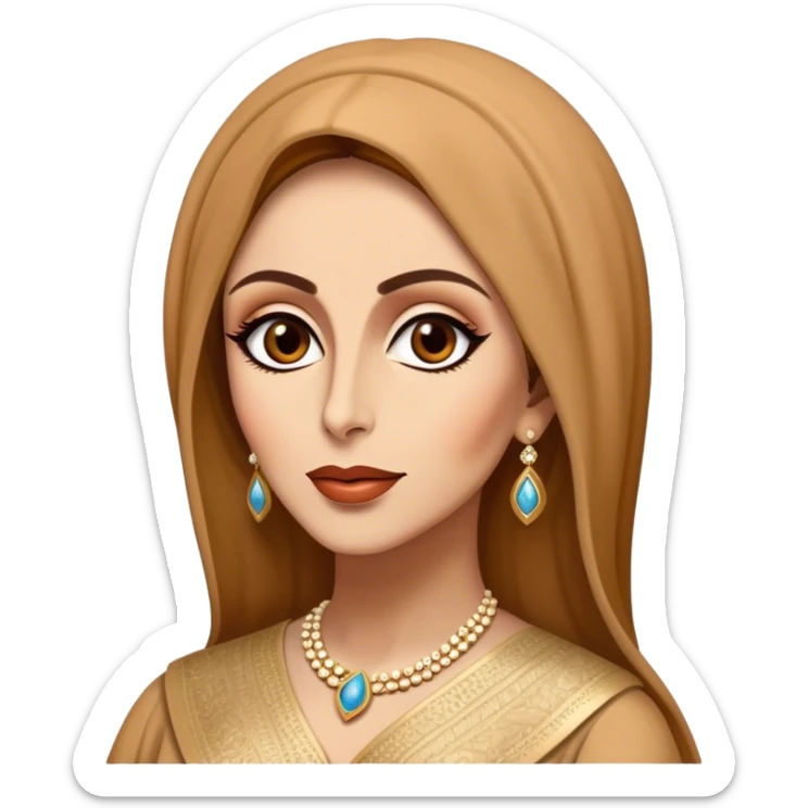 Cinematic Realistic Fairuz Portrait Emoji, depicted as an iconic Lebanese singer with graceful soulful expression and elegant attire, rendered with lifelike textures and warm radiant lighting that captures her timeless musical allure. sticker