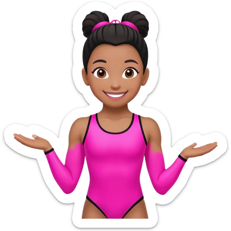 "A gymnast in neon pink and black outfit with a smile and a look of surprise." sticker