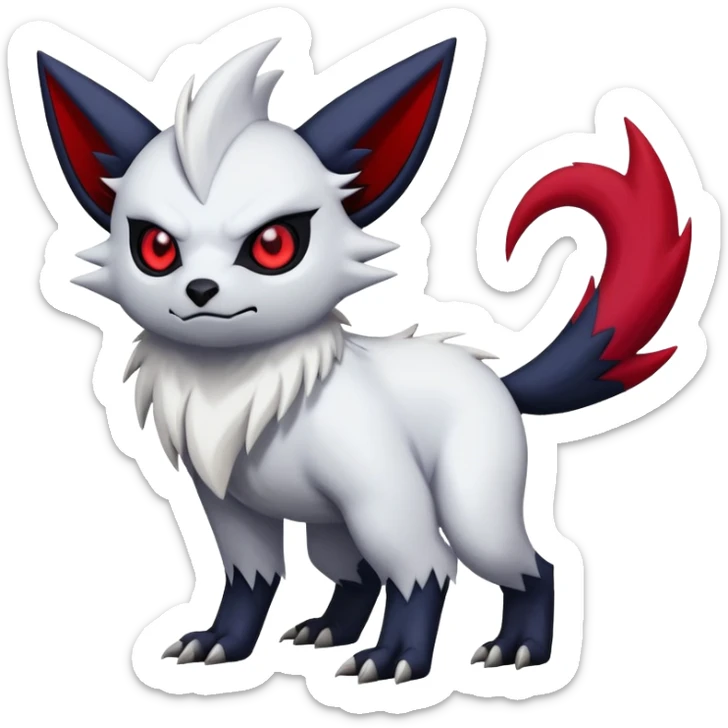Vampiric feral emo dark Zangoose-Absol-Fakémon-hybrid-creature (full body) sticker