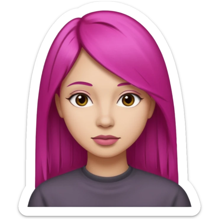 fuchsia charcoal color dyed straight hair on a woman emoji 👩🏼 sticker