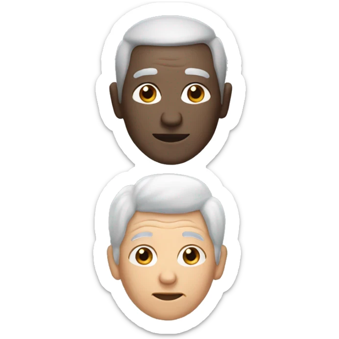 grandpa gray hair and grandma black hair sticker