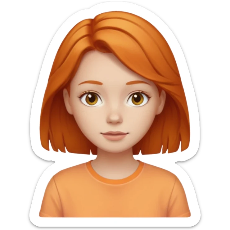 A pretty ginger hair girl wearing pastel orange shirt sticker