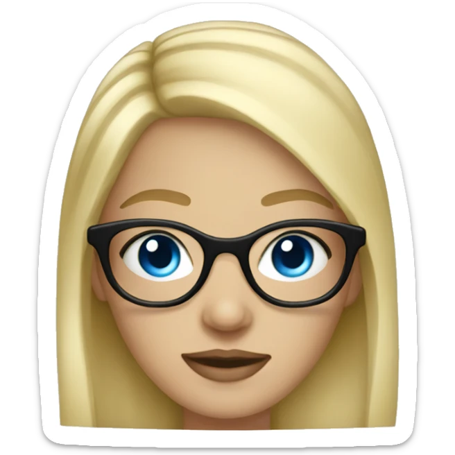 Long Blonde girl with blue eyes and big black square glasses  sticker