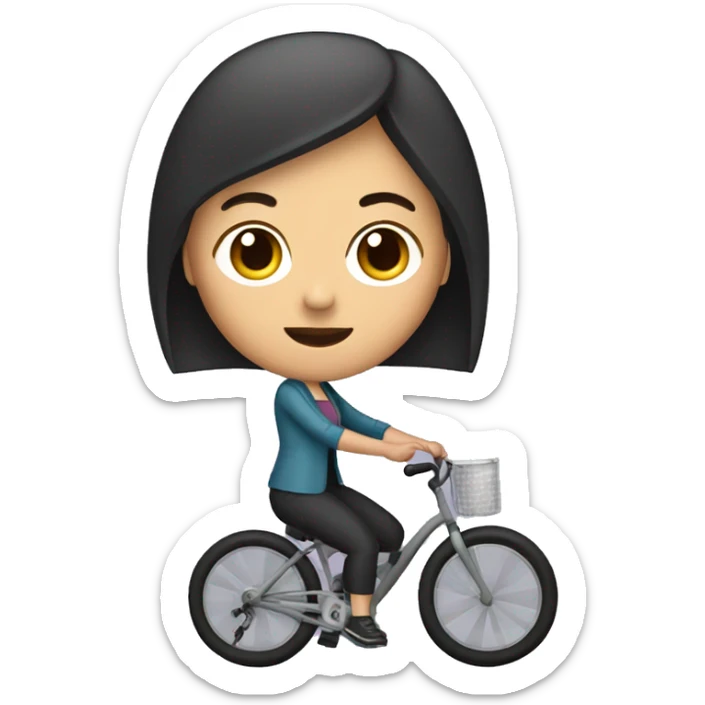 short white woman with dark hair. Iroquois. Loves karaoke, riding a bike, drinking aloe and sound sticker