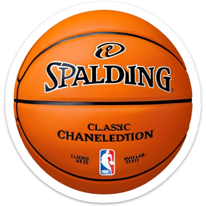 Ultra minimalist basketball in classic orange color with very tiny Spalding and NBA logos, extremely simple design with minimal details sticker