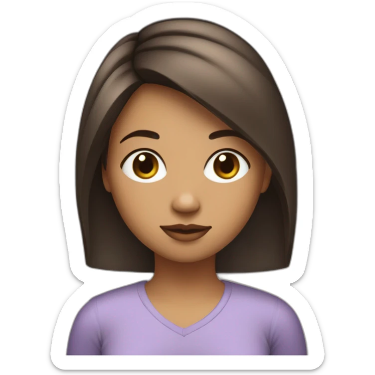 Une fille, cheveux très courts et droit brun yeux noir tache de rousseur sticker