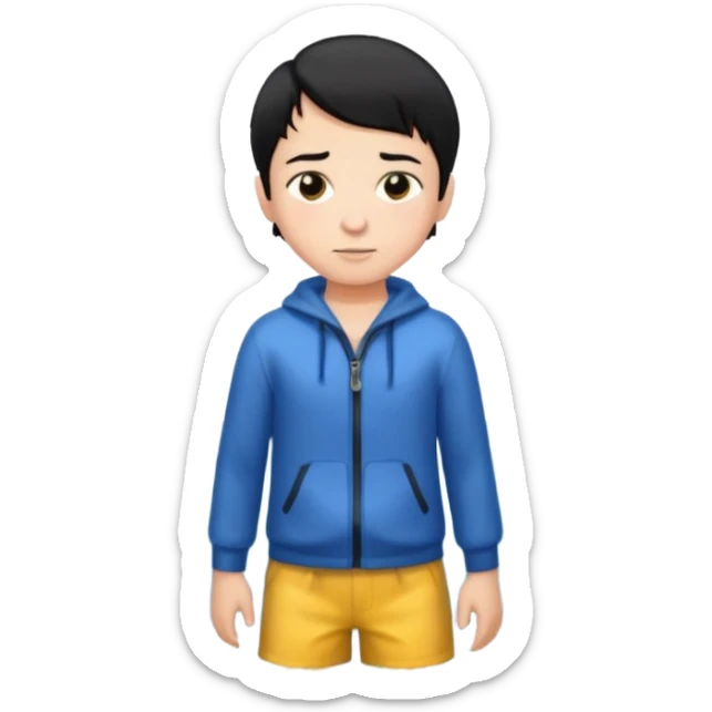 An Emoji of boy with short black hair, who can be described by three words: perfectionist, air, ocean sticker