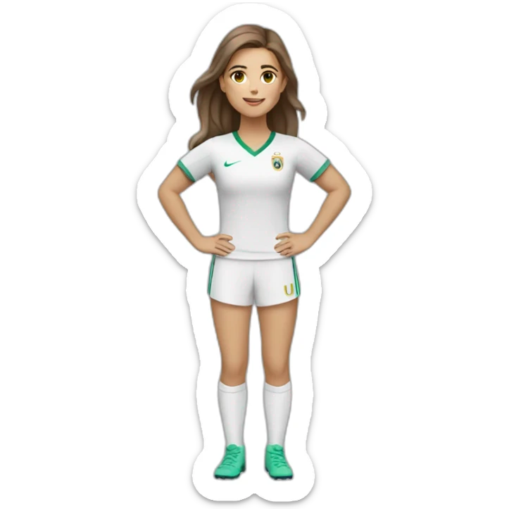 Full body caucasian girl with long Brown hair doing Cristiano ronaldo celebration sticker
