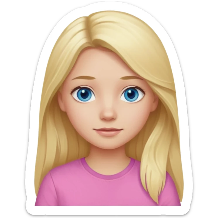 blonde girl long hair blue eyes pink shirt sticker