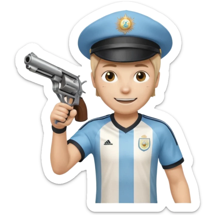haz un turro con una biszera para atras y con un arma remera argentina pero arma de fuego que tenga un revolver solo que tenga una bicera para atras sticker