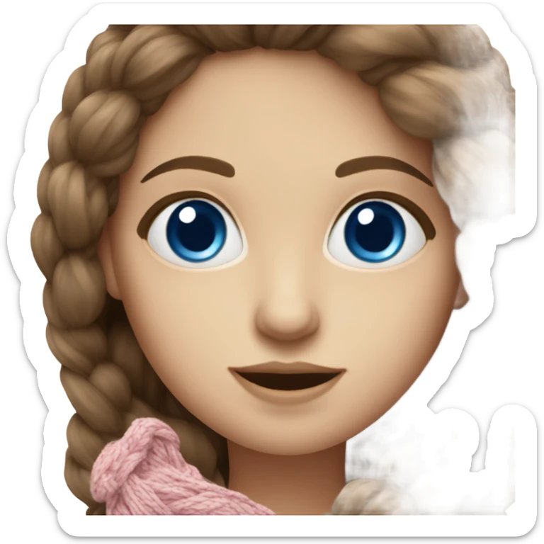 beautiful finnish brown hair woman with blue eyes knitting floral  sticker