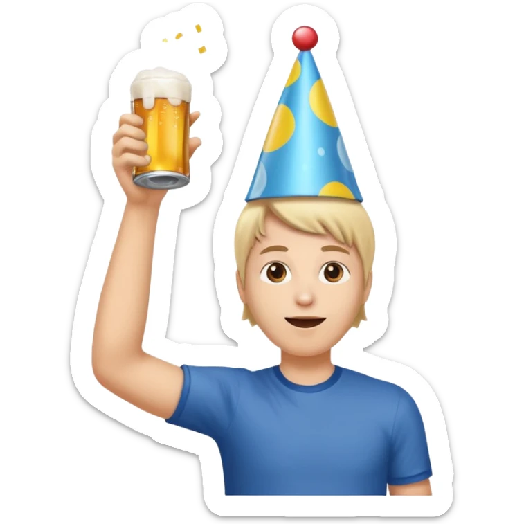 throwing beer can with the arm up in the air at party sticker