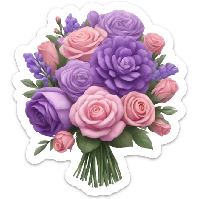 Huge purple pastel flower bouquet with different flowers and pink tones and roses sticker