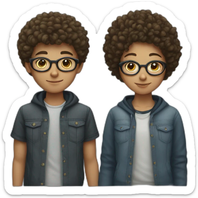 a couple of teenagers with glasses, the girl has curly hair and the boy has short hair sticker
