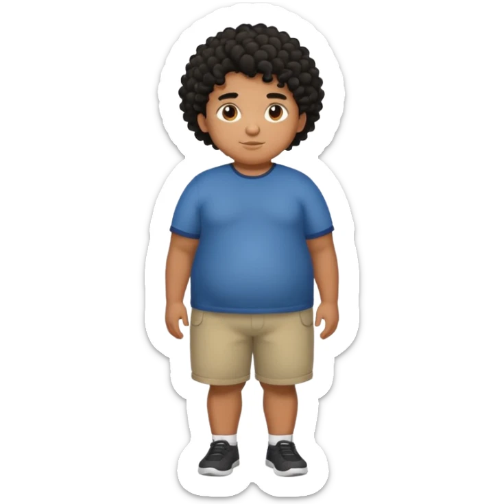 fat person emoji but make him brown skin and curly black hair make it a whole body image and the person is a boy who’s fat sticker