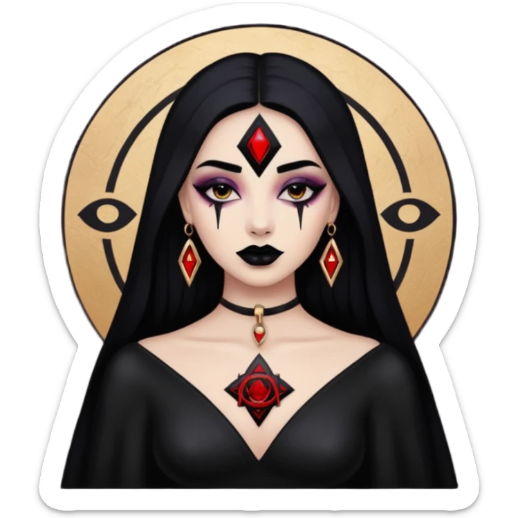 Dark oil traced over woman’s skin forming occult symbols, sensual devotion sticker