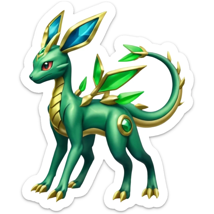 Shiny 4-legged Electrike-Rayquaza-Virizion-Zygarde-Leafeon-fusion, full body sticker