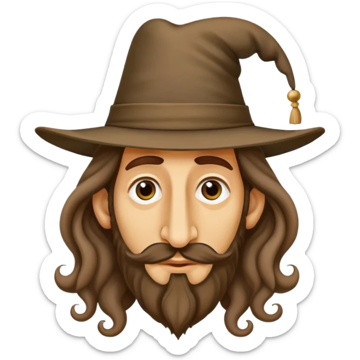 Jewish man with extremely long nose and curled hair with a large Jew hat sticker
