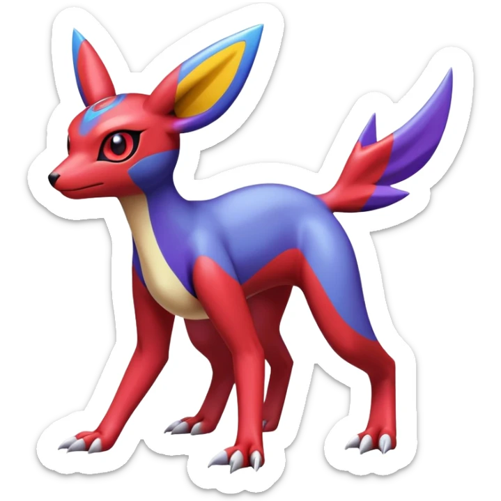  Cute Shiny Exotic Colorful Guilmon-Latias-Koraidon-Umbreon-Fakémon-hybrid-creature (full body)  sticker
