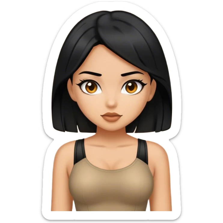 Tan girl with black hair and hot outfit sticker