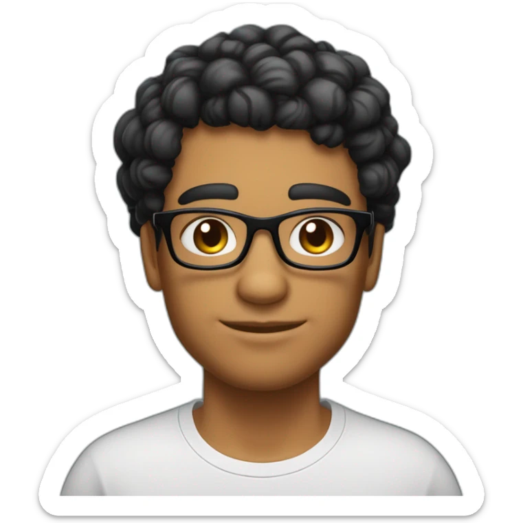 Beau jeune brun cheveux noir bouclé coupe dégradé avec une tortue met de lunette noir et grand de taille et musclé sticker