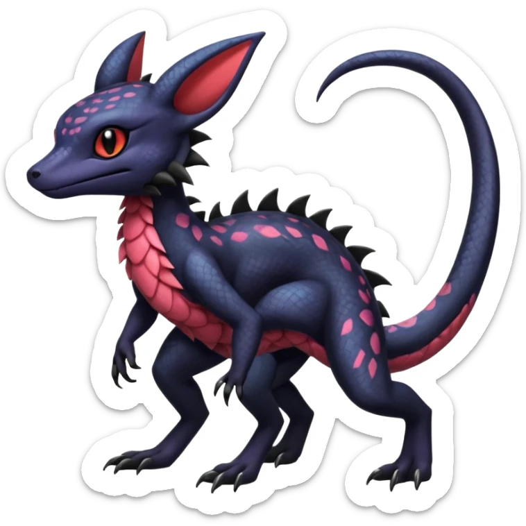 Anthropomorphic Scaley Exotic Salandit-Noibat-Umbreon-Fakémon-hybrid-creature (full body)  sticker