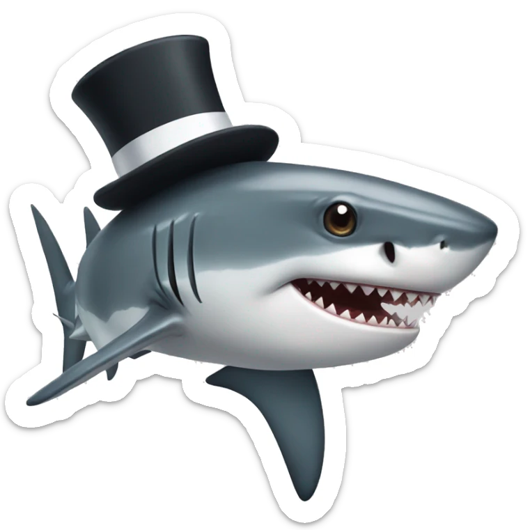 Shark with a top hat sticker