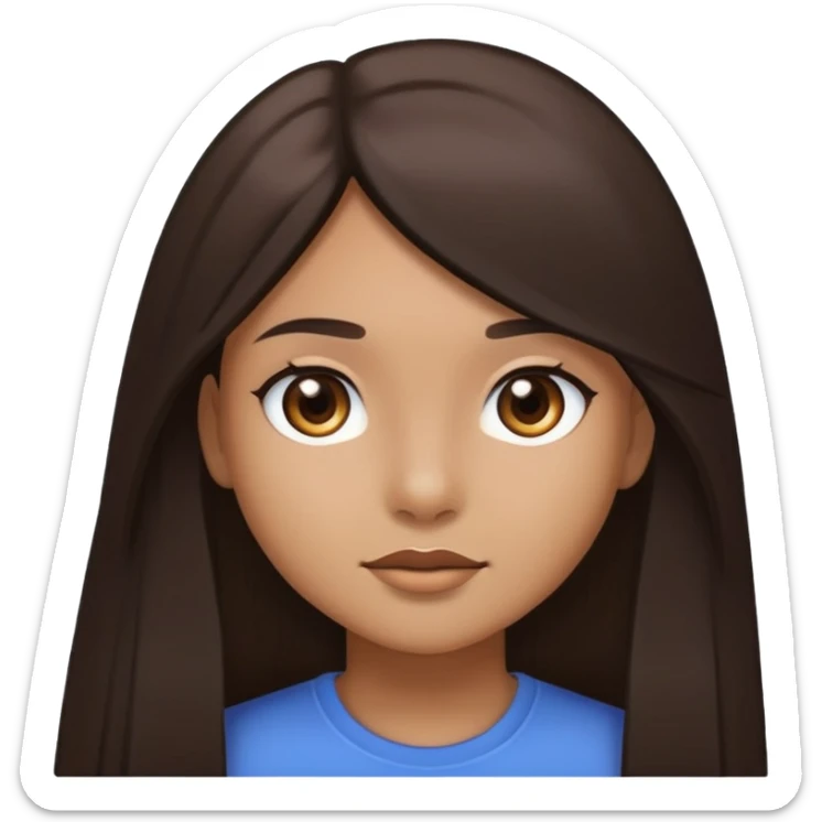 girl with light brown skin, dark eyes and dark straight long hair sticker