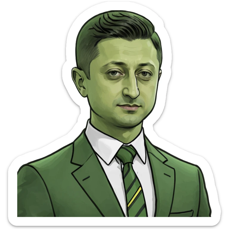 Emoji of Vladimir Zelensky waist-length, arms and shoulders within frame sticker