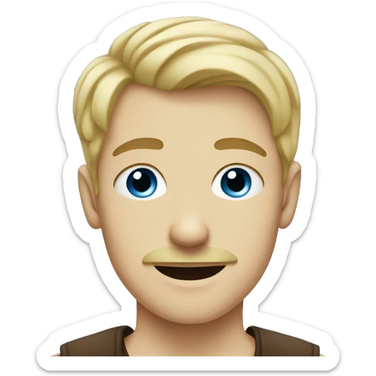 blonde blue eyed teenage boy with brown moustache  sticker