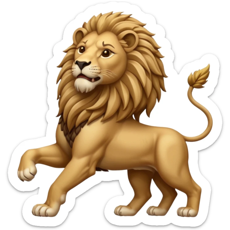 An emoji of a majestic lion from ancient Assyrian art, shown in a hunting scene. sticker