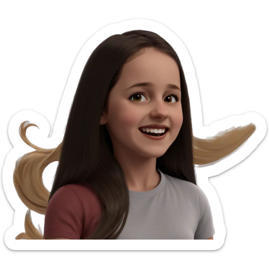 smiling girl with long hair sticker