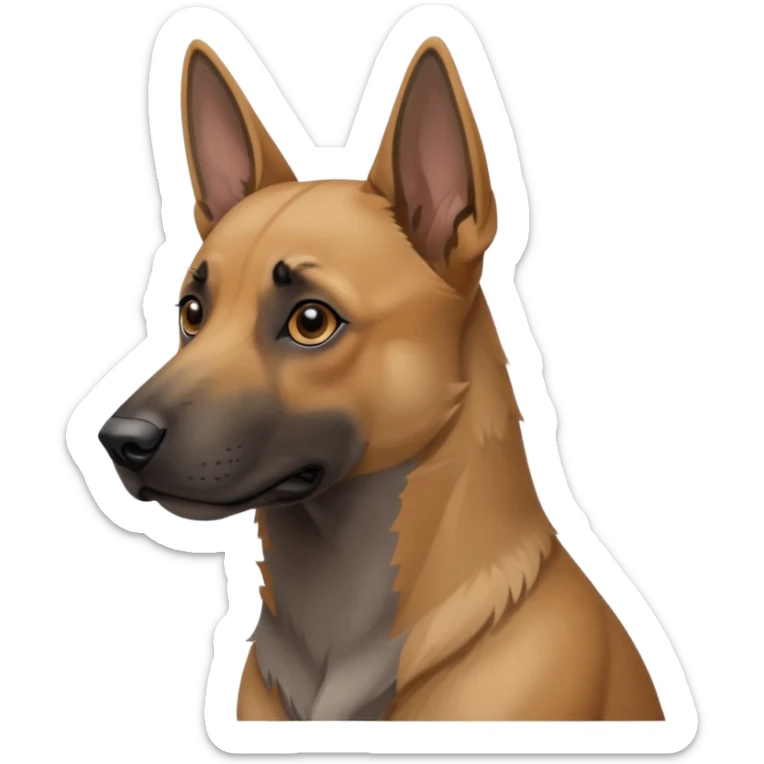 chien Malinois croisé, couleur poils grise, yeux gris et poils mi long sticker